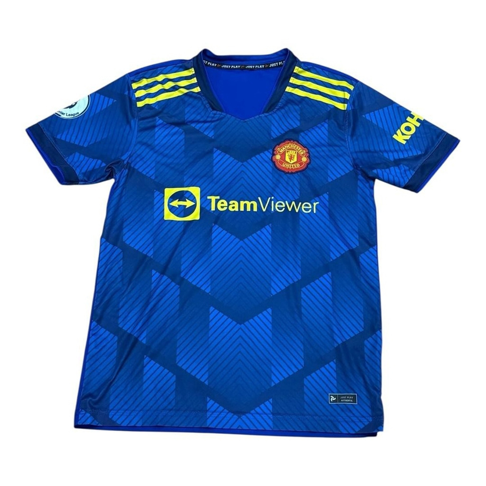 Manchester United Jersey Blue Premier League Soccer TeamViewer Kohler Sponsor